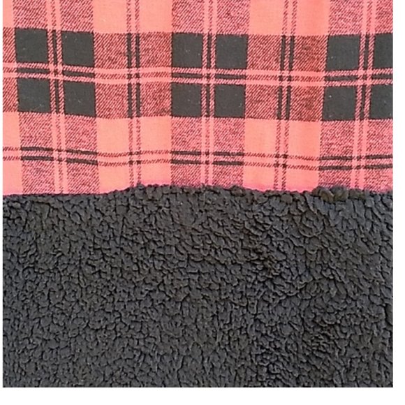 Buffalo Check Flannel Plaid Fleece Sherpa Pullover Top Shirt - Picture 3 of 7